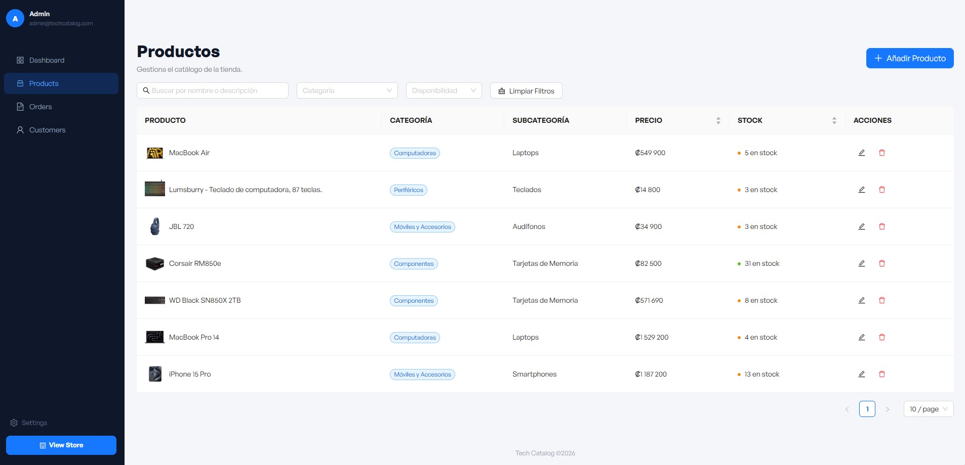 Capturas del catálogo de productos 4